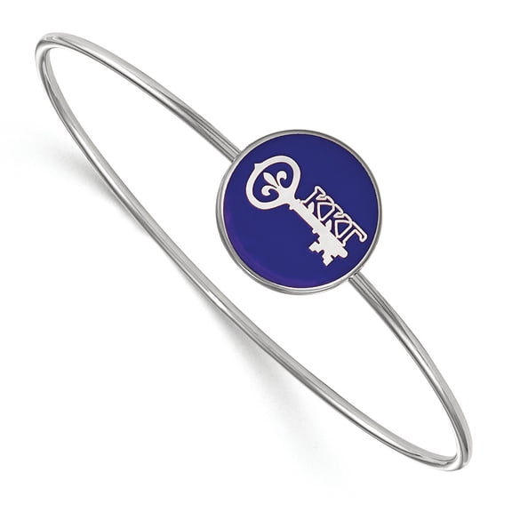 Sterling S. Rh-plated LogoArt Kappa Kappa Gamma Enameled Slip-on Bangle; 7 inch; for Adults and Teens; for Women and Men