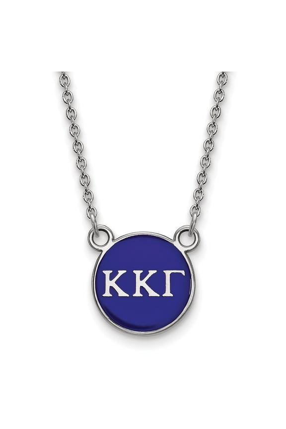 Sterling S. Rh-plated LogoArt Kappa Kappa Gamma Sm Enl Pend With Necklace; 18 inch; for Adults and Teens; for Women and Men