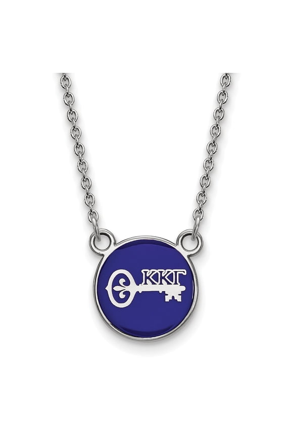 Sterling S. Rh-plated LogoArt Kappa Kappa Gamma Sm Enl Pend With Necklace; 18 inch; for Adults and Teens; for Women and Men