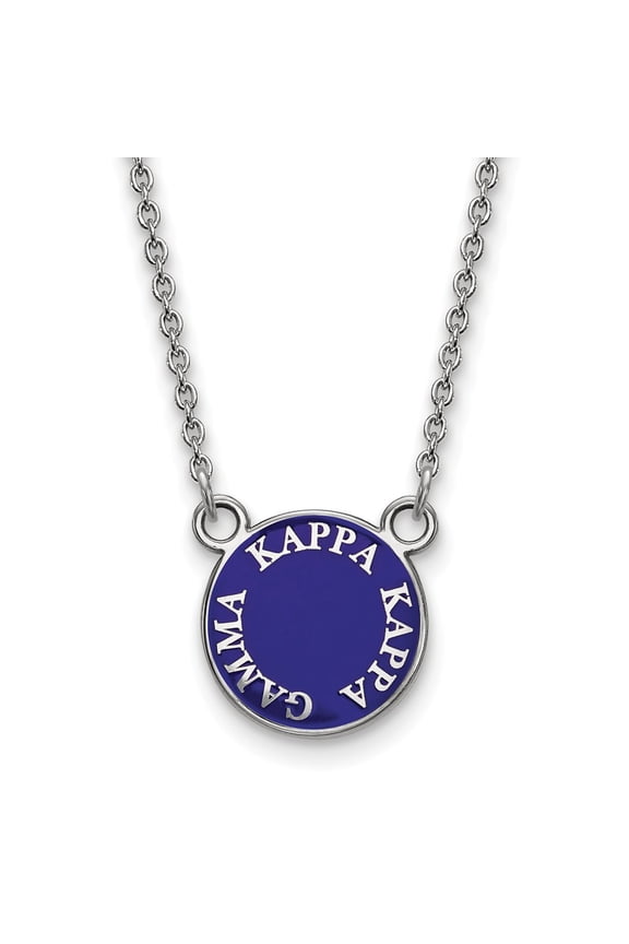 Sterling S. Rh-plated LogoArt Kappa Kappa Gamma Sm Enl Pend With Necklace; 18 inch; for Adults and Teens; for Women and Men