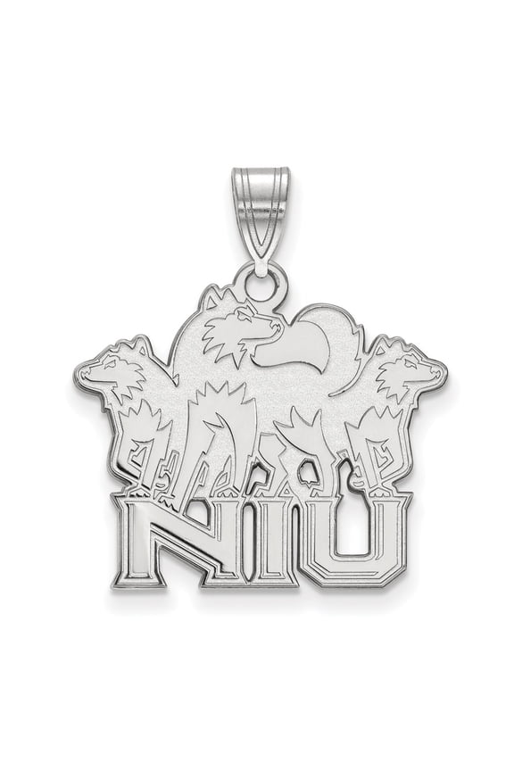 Sterling S. Rh-plated LogoArt Northern Illinois University Large Pendant; for Adults and Teens; for Women and Men