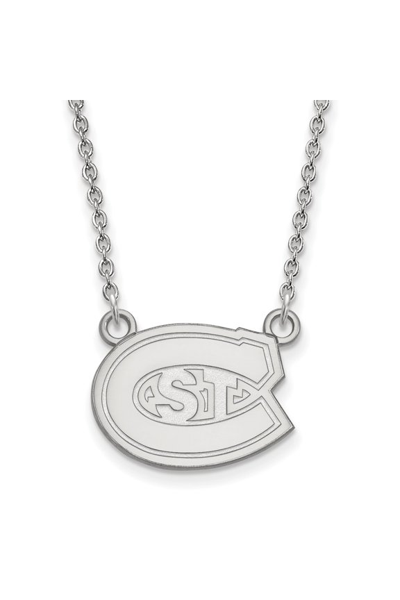 Sterling S. Rh-plated LogoArt St. Cloud State Small Pendant With Necklace; 18 inch; for Adults and Teens; for Women and Men