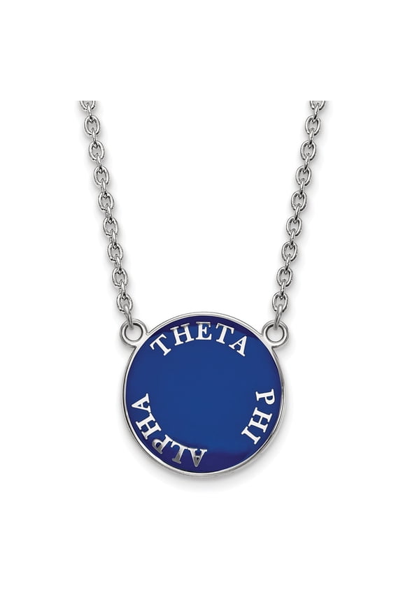 Sterling S. Rh-plated LogoArt Theta Phi Alpha Large Enl Pend With Necklace; 18 inch; for Adults and Teens; for Women and Men
