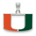 thumbnail image 1 of Sterling S. Rh-plated LogoArt University of Miami Small Enamel Pendant; for Adults and Teens; for Women and Men, 1 of 2