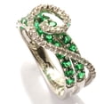 thumbnail image 1 of Sterling SIlver 925 Green Emerald Color CZ, White Zircon Band Ring, 1 of 4