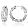 thumbnail image 1 of 925 Sterling Silver 3.75mm Cubic Zirconia CZ Round Small Hoop Earrings, 1 of 5