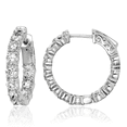 thumbnail image 1 of 925 Sterling Silver 3.5mm Cubic Zirconia CZ Round Medium Hoop Earrings, 1 of 5