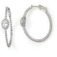 thumbnail image 1 of Sterling Shimmer  Sterling Silver Rhodium-plated 104 Stone CZ Fancy In and Out Oval Hinged Hoop Earrings, 1 of 3