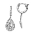 thumbnail image 1 of Sterling Shimmer Sterling Silver 126 Stone CZ Teardrop Dangle Hinged Hoop Earrings Sterling Silver Earrings, 1 of 1