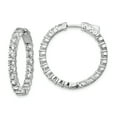 thumbnail image 1 of Sterling Shimmer Sterling Silver 40 Stone 3.0mm CZ In and Out Round Hinged Hoop Earrings Sterling Silver Earrings, 1 of 1