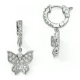 thumbnail image 1 of Sterling Shimmer Sterling Silver 58 Stone CZ Butterfly Dangle Hinged Hoop Earrings Sterling Silver Earrings, 1 of 1