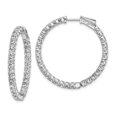 thumbnail image 1 of Sterling Shimmer Sterling Silver 62 Stone 2.5mm CZ In and Out Round Hinged Hoop Earrings Sterling Silver Earrings, 1 of 1