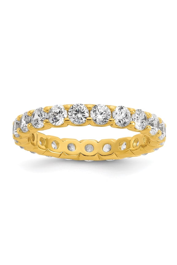 Sterling Shimmer Sterling Silver Gold-tone Flash Gold-plated 3mm CZ 22 Stone Eternity Band