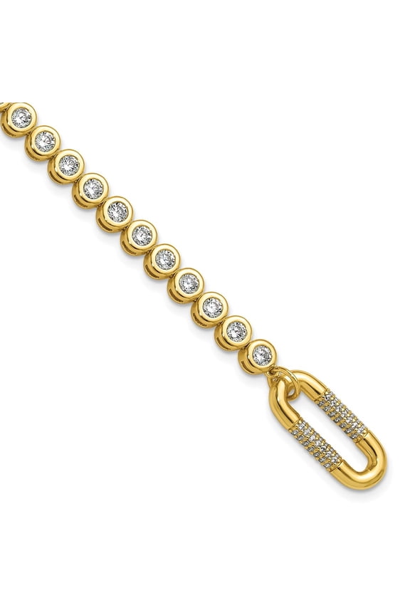 Sterling Shimmer Sterling Silver Gold-tone Flash Gold-plated CZ 113 Stone 7 inch Bracelet 7 inches