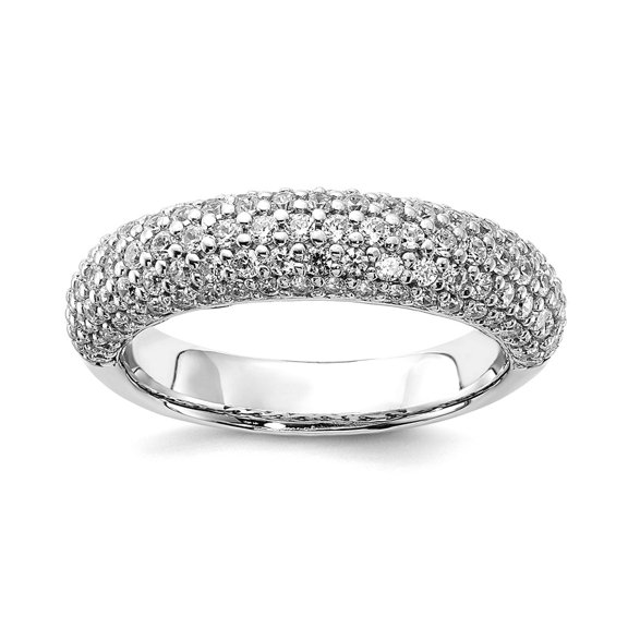 925 Sterling Silver Polished Prong set Rhodium Plated With Cubic Zirconia Ring Size 8 5.25mm Wide Ring for Women