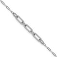 thumbnail image 1 of Sterling Shimmer Sterling Silver Rhodium-plated 1mm CZ 78 Stone Paper Clip Link 7 inch Bracelet, 1 of 6