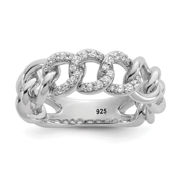 Sterling Shimmer Sterling Silver Rhodium-plated CZ 30 Stone Size 7 Link Circles Ring