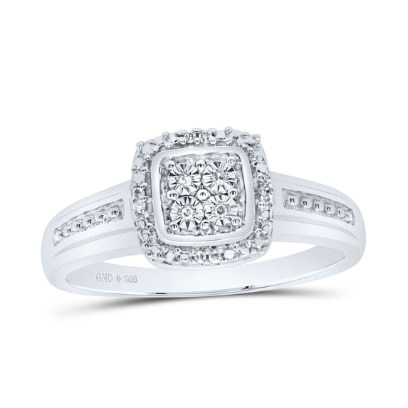 Sterling Silver 0.03 Cttw Natural Diamond Cushion Wedding Engagement Anniversary Ring, Women Size: 5-9