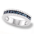 thumbnail image 1 of Sterling Silver 0.25ct TDW Blue and White Diamond Three-row Band, 1 of 1