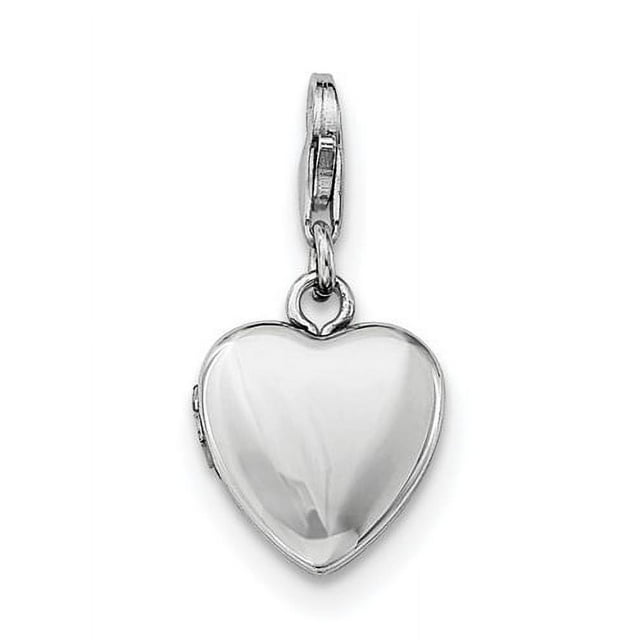 Sterling Silver 0.4IN Polished Lobster Clasp Heart Locket (0.5IN x 0.4IN )
