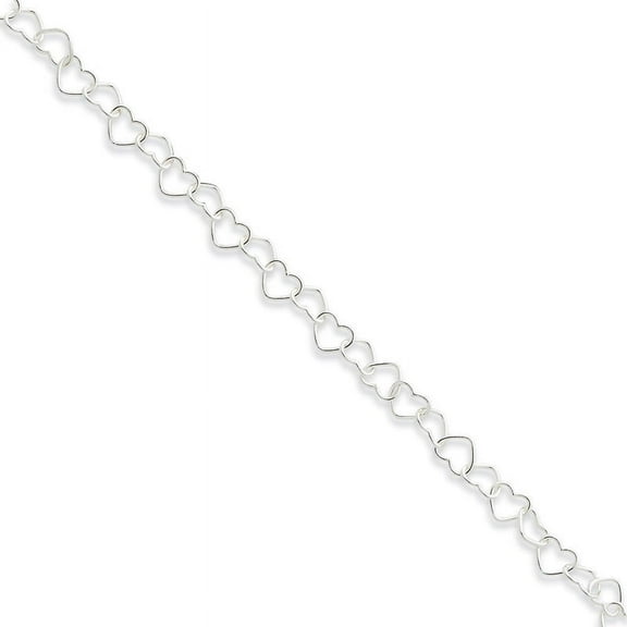 Sterling Silver 0.6mm Fancy Heart Link Anklet QG1346