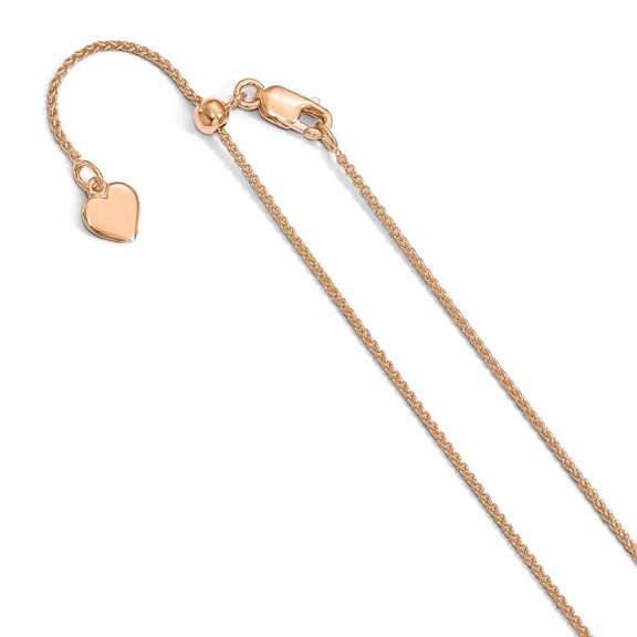 Sterling Silver 1.0mm Rose Gold-plated Adjustable Spiga Chain