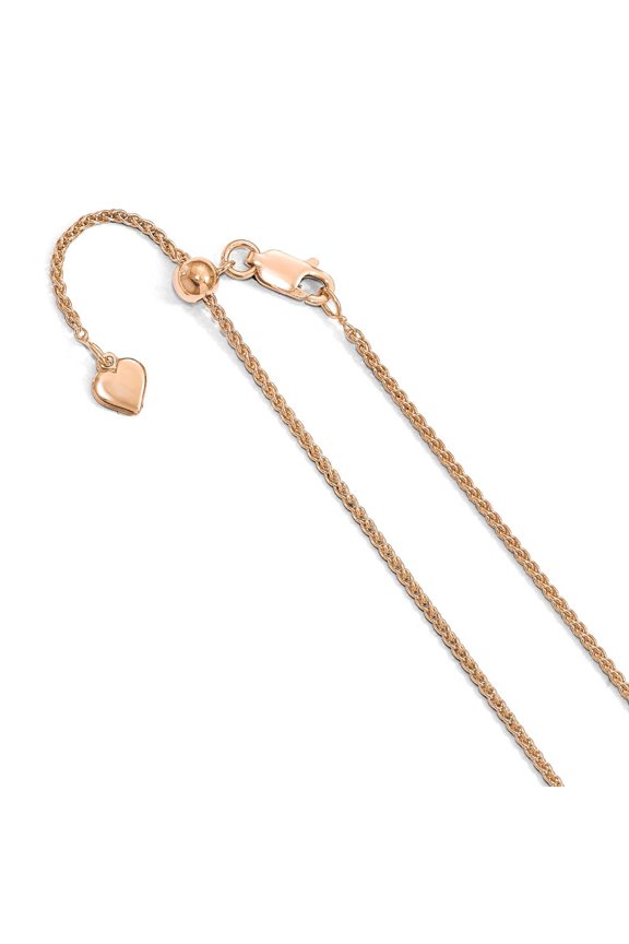 Sterling Silver 1.1 mm Rose Gold-Flashed Sparkle-Cut Adjustable Spiga Ch - 3.8 Grams - 22 Inch