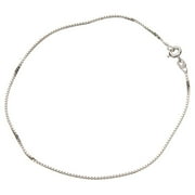 JOYFUL CREATIONS Sterling Silver 1.1mm Box Link Nickel Free Chain Anklet Italy 11 Inch