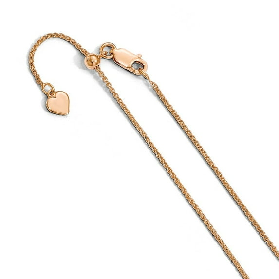 Sterling Silver 1.2 mm Rose Gold-Flashed Adjustable Spiga Chain Necklace - 4.5 Grams - 30 Inch