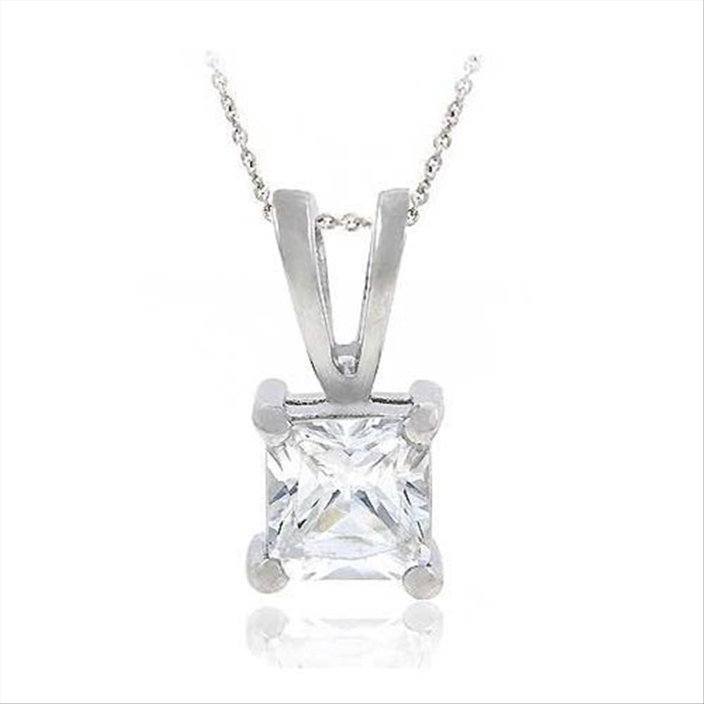 SILVERSPECK Sterling Silver 1.25ct Cubic Zirconia 6mm Square Solitaire Necklace