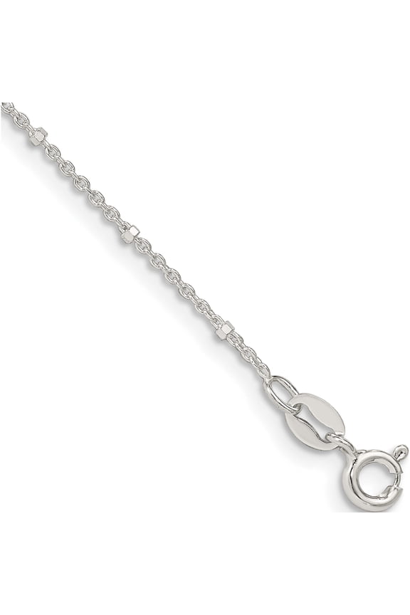 Sterling Silver 1.25mm Rolo With Beads Chain Anklet (9 X 1.25) Made In Italy qfc163-9