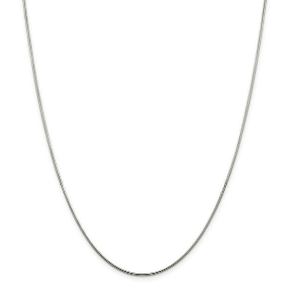 Sterling Silver 1.25mm Round Snake Chain Necklace - 7.8 Grams - 20 Inch - Lobster Claw