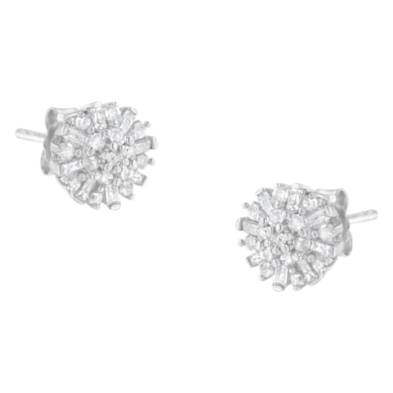 Sterling Silver 1/2ct. TDW Diamond Cluster Stud Earrings (I-J,I3-Promo)