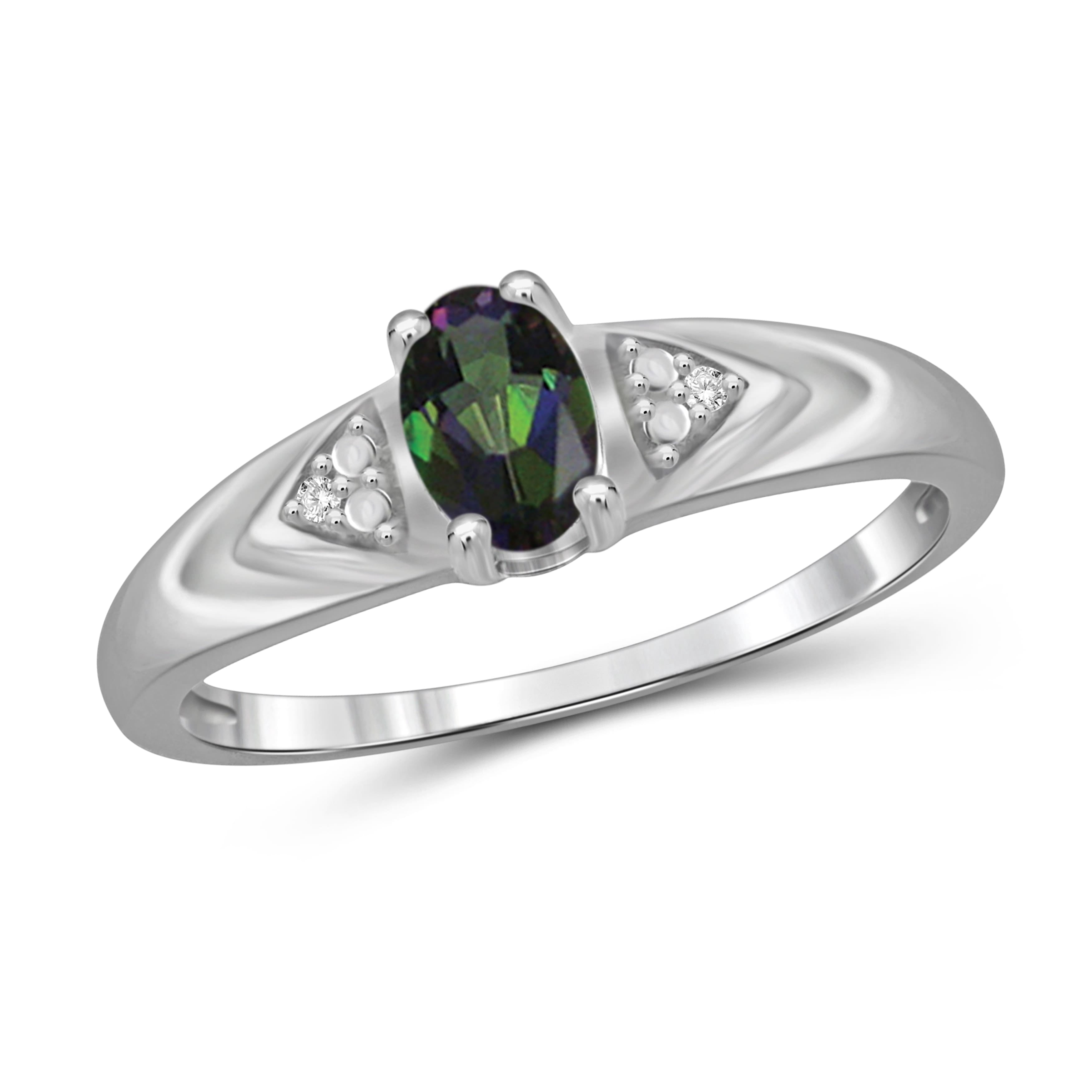 Sterling Silver 1/2ct TW Mystic Topaz and Diamond Accent Ring