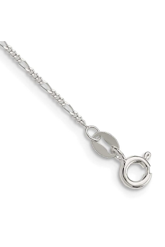 Finest Gold Sterling Silver 1.2 mm Figaro Chain Anklet