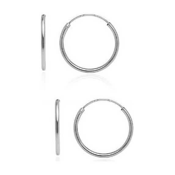 Sterling Silver 1.2mm Set of Two Endless Hoop Earrings, 10mm