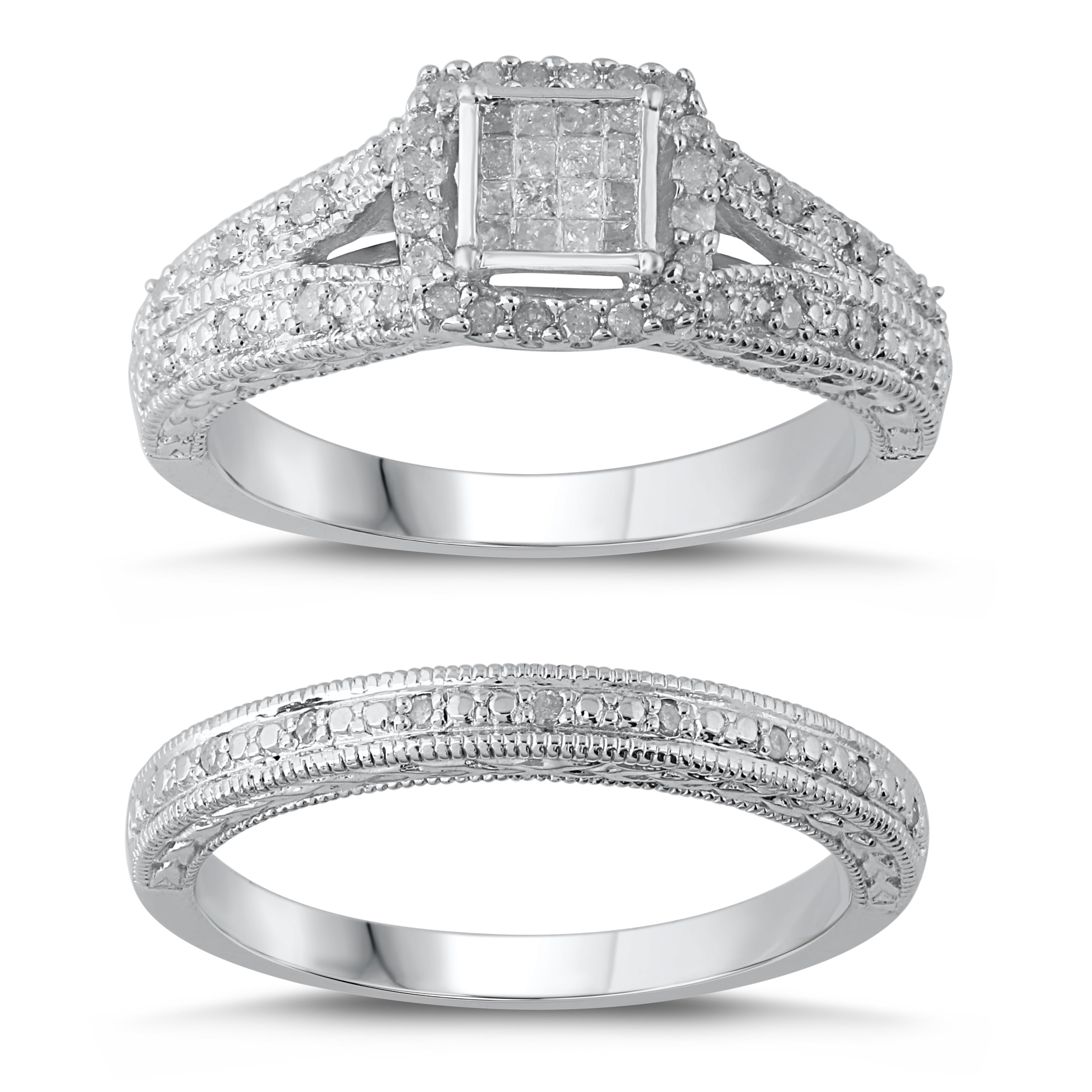 Sterling Silver 1/3 Ct.T.W. Diamond Engagement Ring