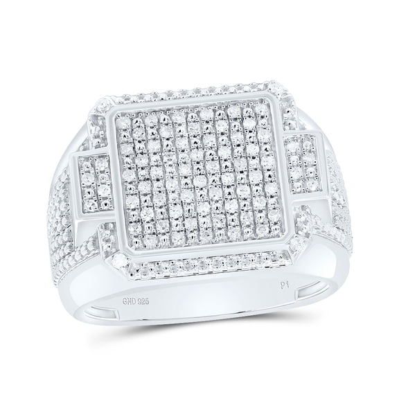 Sterling Silver 1/3 Cttw Diamond Men's Ring, Men Size: 8-12