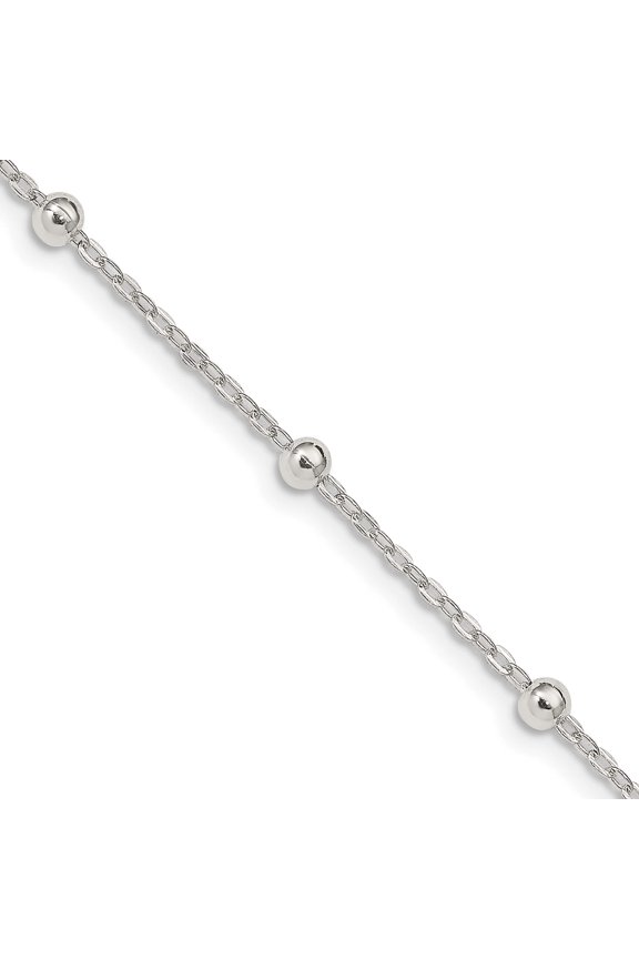 Sterling Silver 1.3mm Fancy Beaded Chain (16 X 1.3) Made In Italy qpe53-16