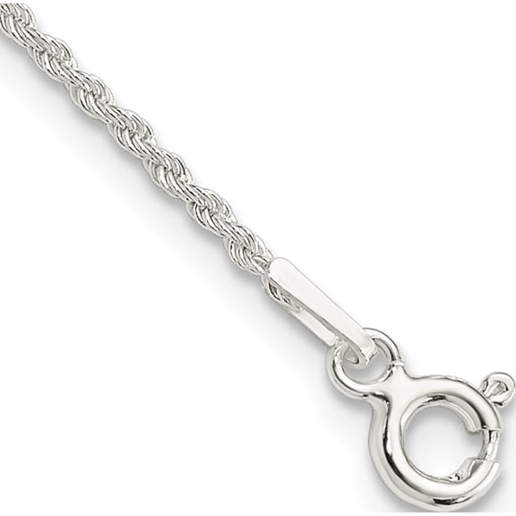 Sterling Silver 1.3mm Solid Rope Chain Anklet (9 X 1.3) Made In Italy qdr025-9
