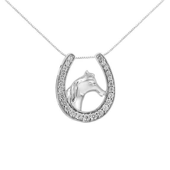 Sterling-Silver 1/4ct TDW Diamond U Shape Pendant Necklace (I-J, I3-Promo)
