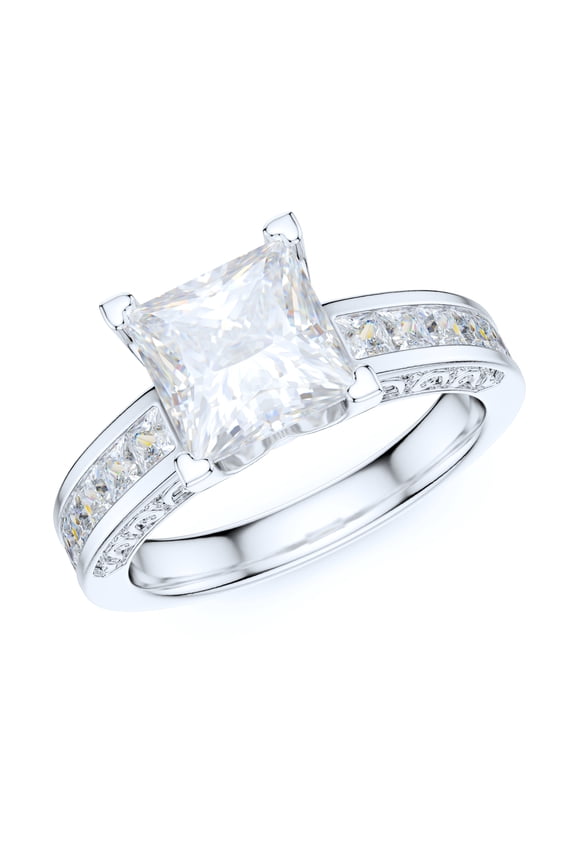 Sterling Silver 1.5ct Classic Filigree Pattern Simulated Princess Cut Diamond Promise Engagement Ring (9)