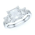 thumbnail image 1 of Sterling Silver 1.5ct Classic Three Stone Style All Simulated Princess Cut Diamond Promise Engagement Ring (11), 1 of 6