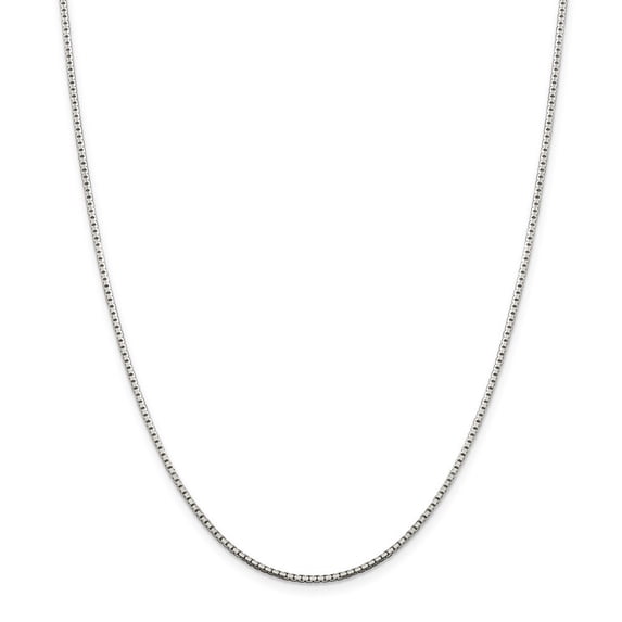 Sterling Silver 1.5mm 8 Sided Sparkle-Cut Box Chain Necklace - 5.9 Grams - 20 Inch