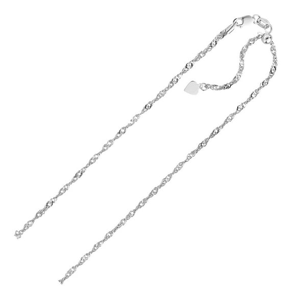 Sterling Silver 1.5mm Adjustable Singapore Chain Size 22 inches