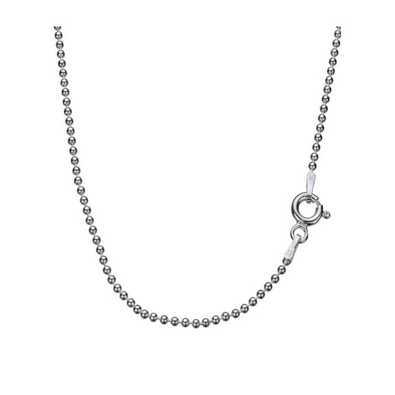 Sterling Silver 1.5mm Bead Ball Nickel Free Chain Necklace Italy 18"