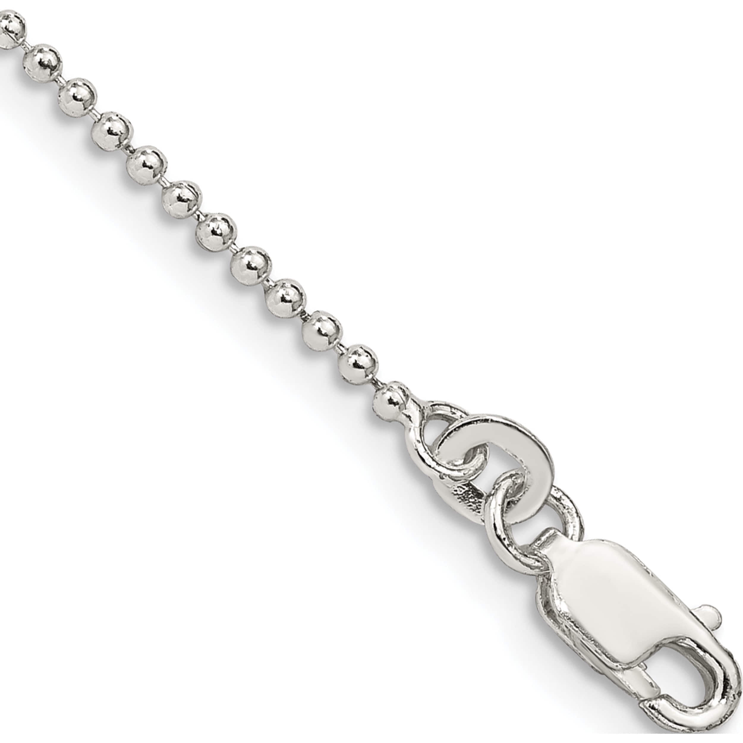 Sterling Silver 1.5mm Beaded Chain Anklet (9 X 1.5) Made In India qk81-9