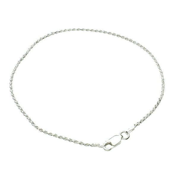 Sterling Silver 1.5mm Diamond-Cut Rope Nickel Free Chain Bracelet Italy, 7.5"