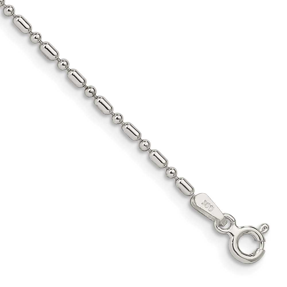 Finest Gold Sterling Silver 1.5 mm Fancy Beaded Chain Anklet