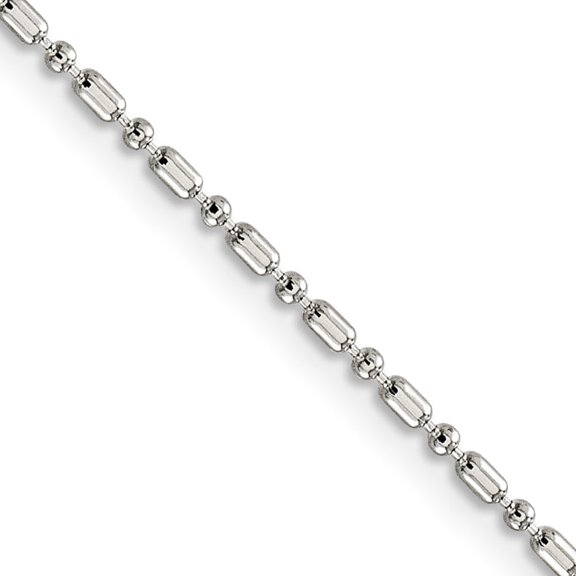 Finest Gold Sterling Silver 1.5 mm Fancy Beaded Chain with 2 in. Extension